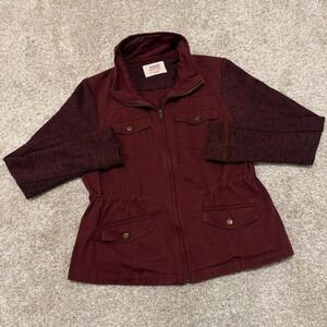 Y2K Vintage Ashley Utility Jacket in Burgundy | Military Core Fall Layer